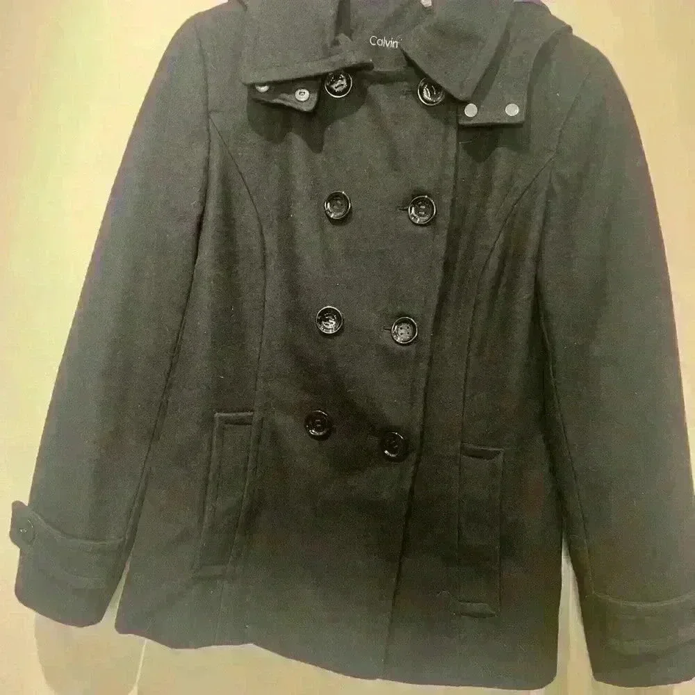 Calvin Klein Sz 6 Black Women's Peacoat - Picture 2 of 4